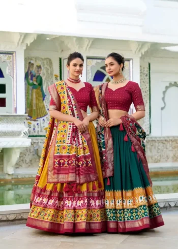Tussar Silk Patola Printed Halfsaree Lehenga Choli