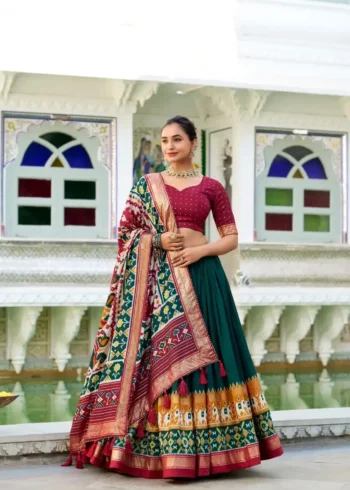 Tussar Silk Patola Printed Halfsaree Lehenga Choli