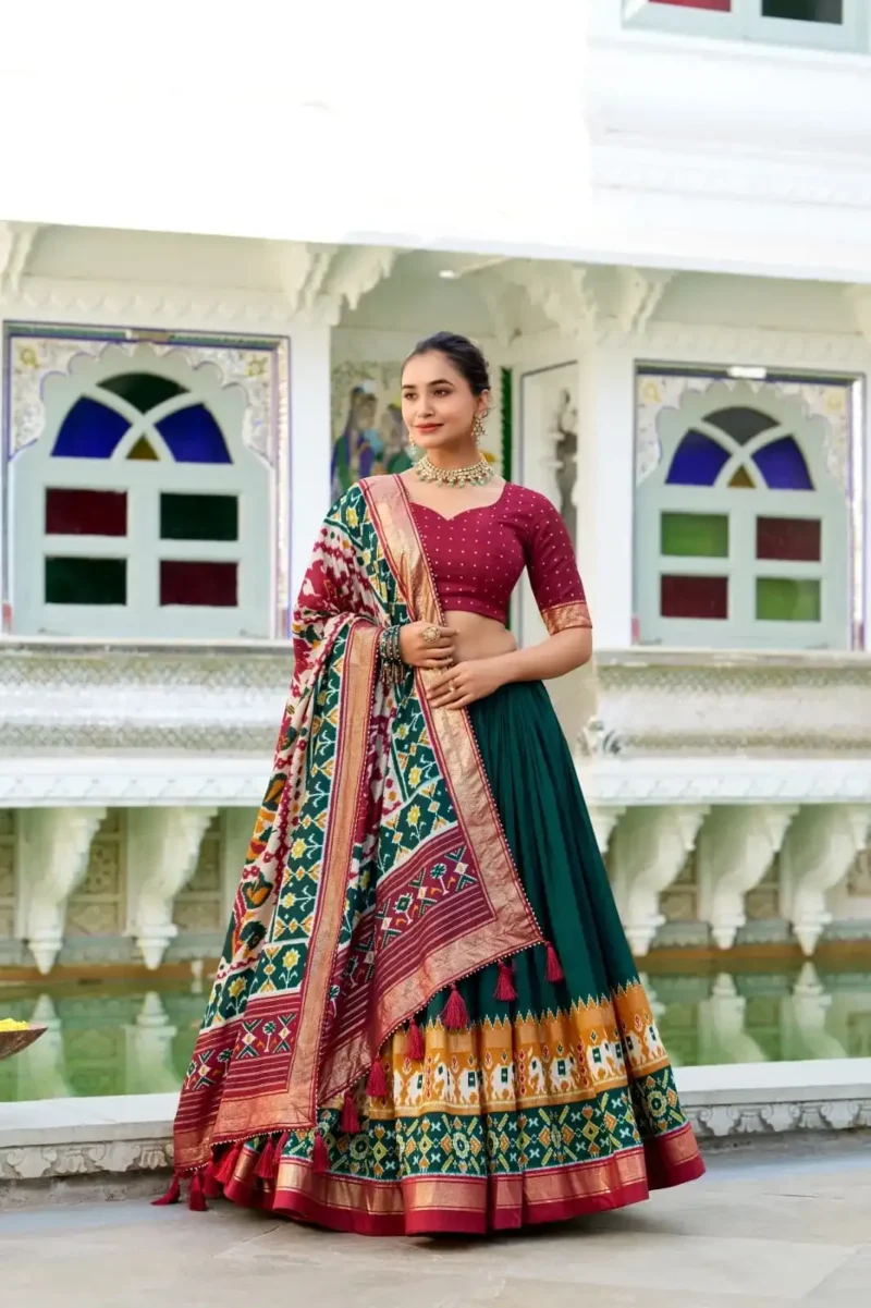 Tussar Silk Patola Printed Halfsaree Lehenga Choli