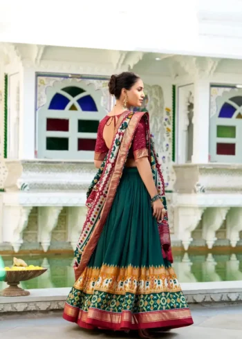 Tussar Silk Patola Printed Halfsaree Lehenga Choli