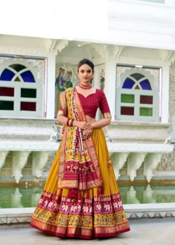 Tussar Silk Patola Printed Halfsaree Lehenga Choli