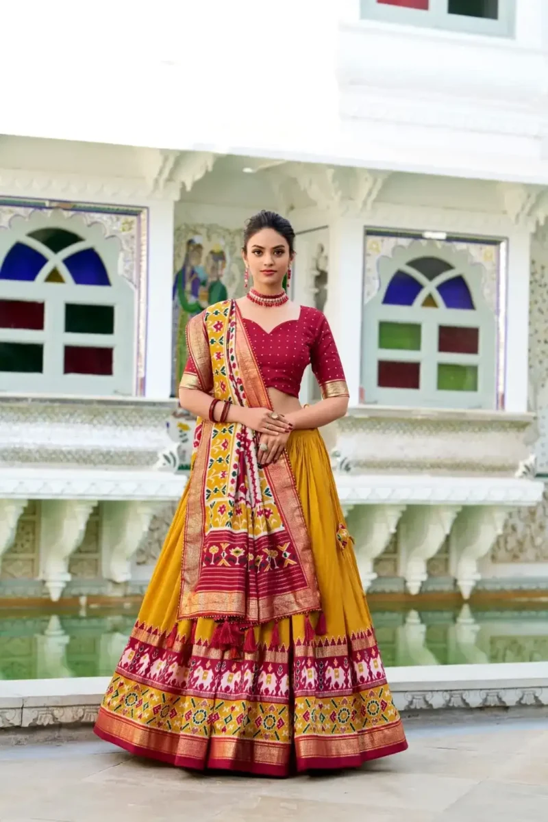 Tussar Silk Patola Printed Halfsaree Lehenga Choli