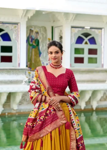 Tussar Silk Patola Printed Halfsaree Lehenga Choli