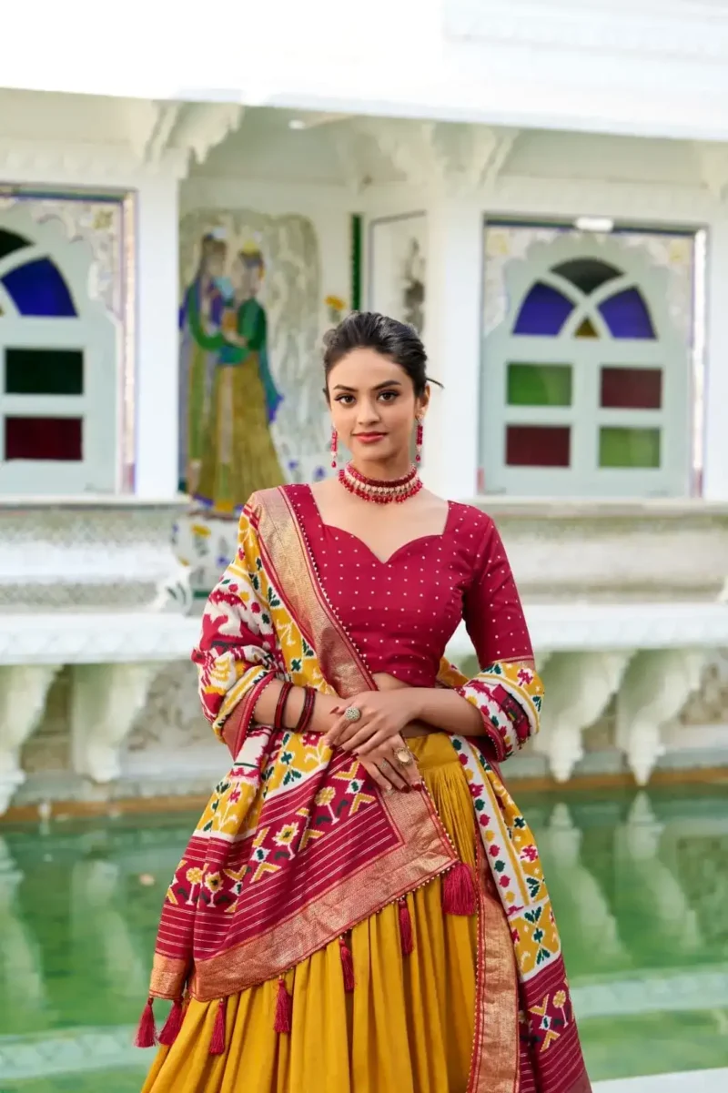 Tussar Silk Patola Printed Halfsaree Lehenga Choli