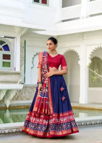 Tussar Silk Patola Printed Halfsaree Lehenga Choli