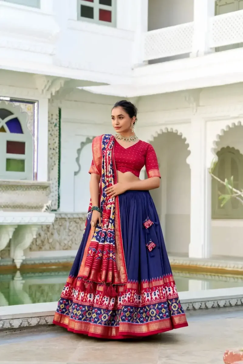 Tussar Silk Patola Printed Halfsaree Lehenga Choli