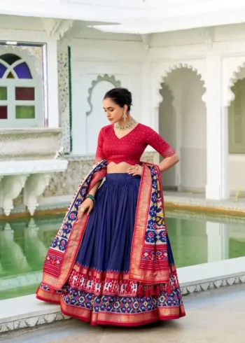Tussar Silk Patola Printed Halfsaree Lehenga Choli