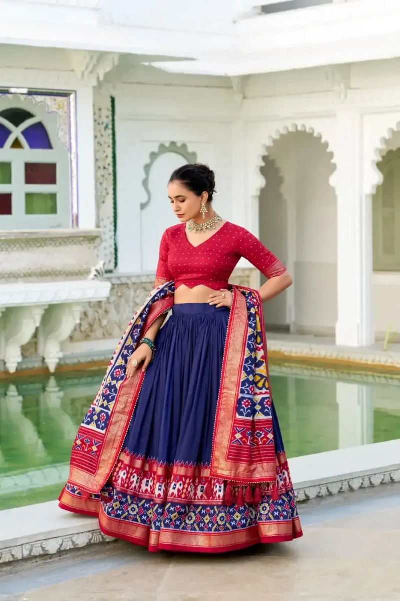 Tussar Silk Patola Printed Halfsaree Lehenga Choli