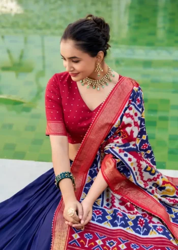 Tussar Silk Patola Printed Halfsaree Lehenga Choli