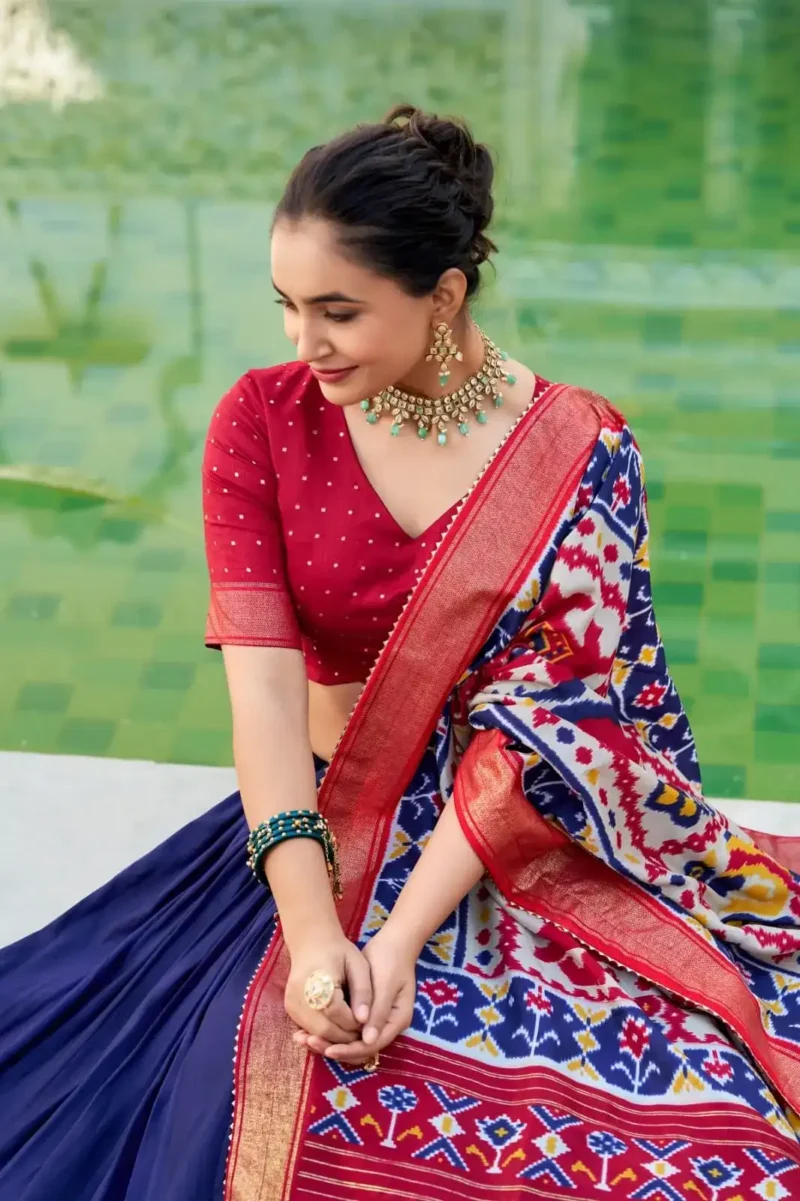 Tussar Silk Patola Printed Halfsaree Lehenga Choli