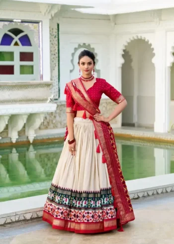 Tussar Silk Patola Printed Halfsaree Lehenga Choli
