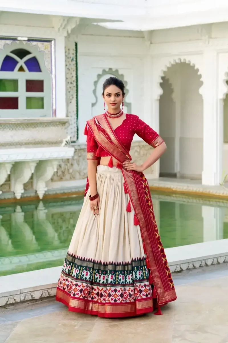 Tussar Silk Patola Printed Halfsaree Lehenga Choli