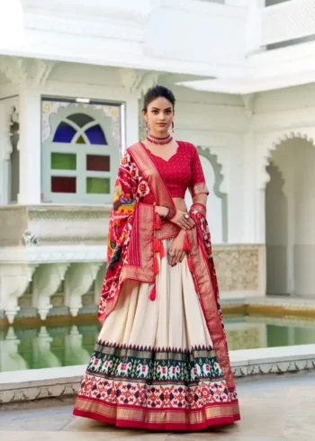 Tussar Silk Patola Printed Halfsaree Lehenga Choli