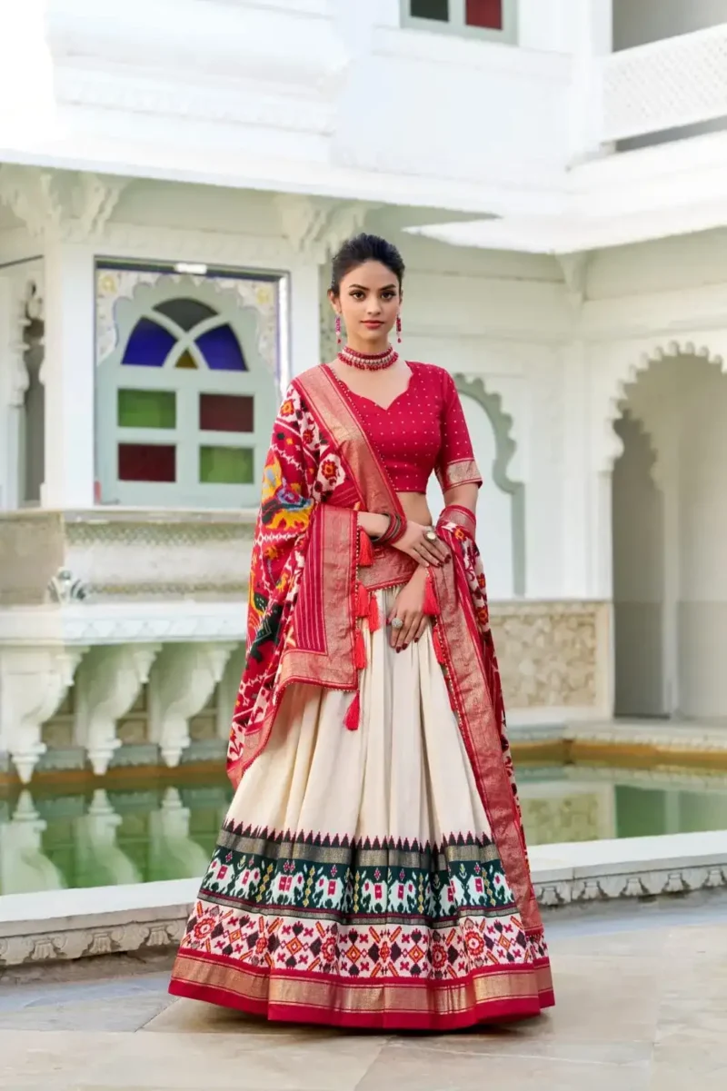 Tussar Silk Patola Printed Halfsaree Lehenga Choli