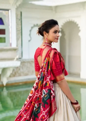 Tussar Silk Patola Printed Halfsaree Lehenga Choli