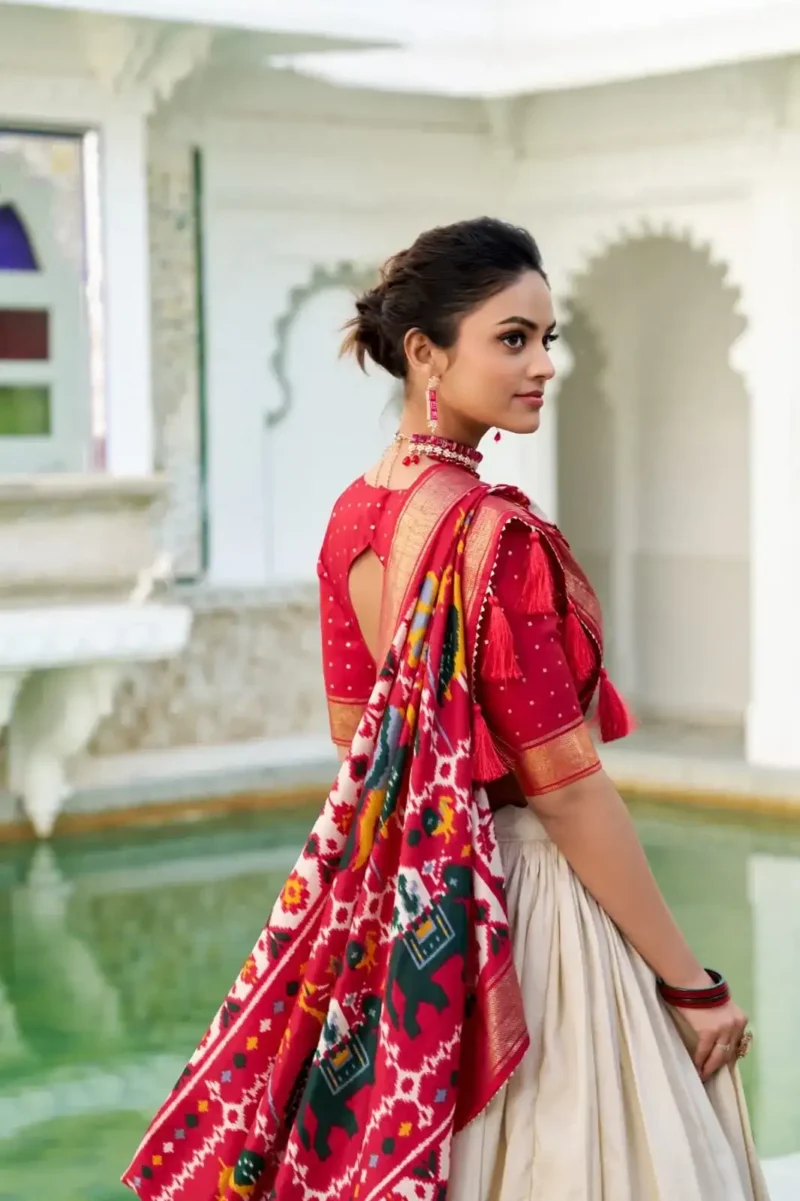 Tussar Silk Patola Printed Halfsaree Lehenga Choli