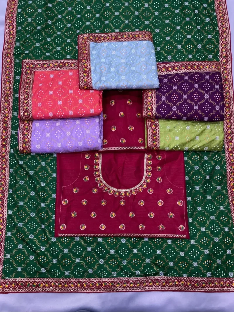 Wedding Wear Vichitra Silk Bandhani Printed Saree