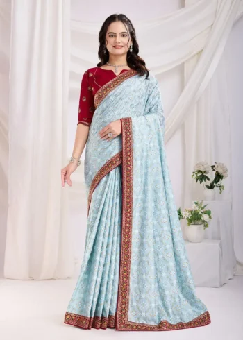 Wedding Wear Vichitra Silk Bandhani Printed Saree