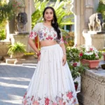 White Sequins & Thread Embroidered Georgette Lehenga Choli
