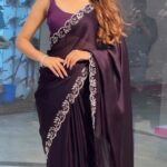 Wine Color Siroski Diamond Work Party Wear Saree
