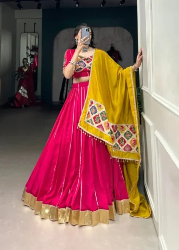 Zari Line Gota Patti Design Chanderi Chaniya Choli