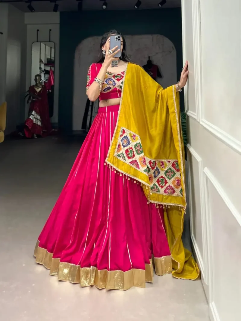 Zari Line Gota Patti Design Chanderi Chaniya Choli