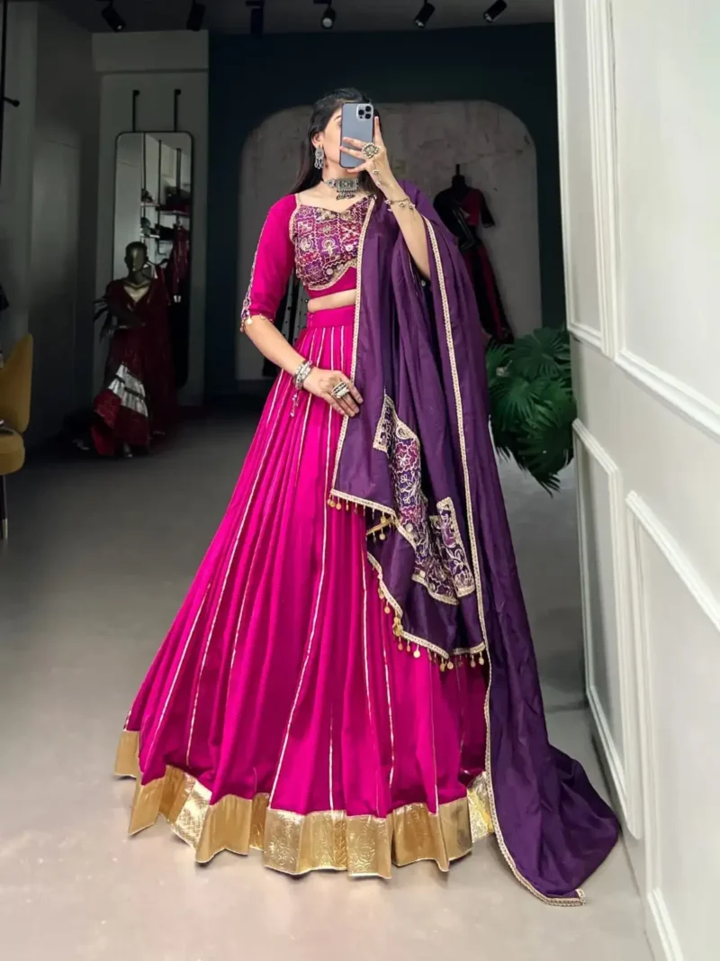 Zari Line Gota Patti Design Chanderi Chaniya Choli