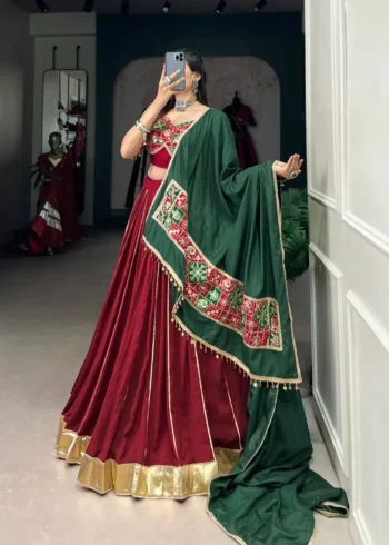 Zari Line Gota Patti Design Chanderi Chaniya Choli