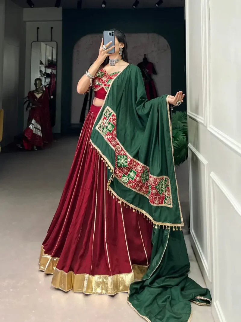 Zari Line Gota Patti Design Chanderi Chaniya Choli