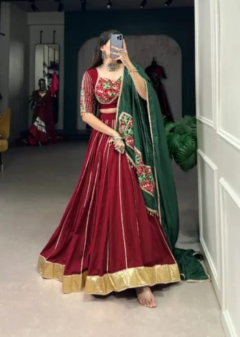 Zari Line Gota Patti Design Chanderi Chaniya Choli