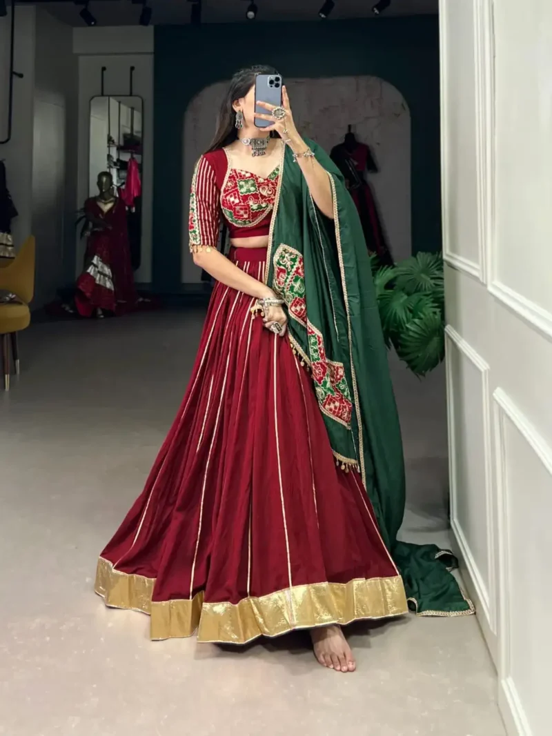 Zari Line Gota Patti Design Chanderi Chaniya Choli