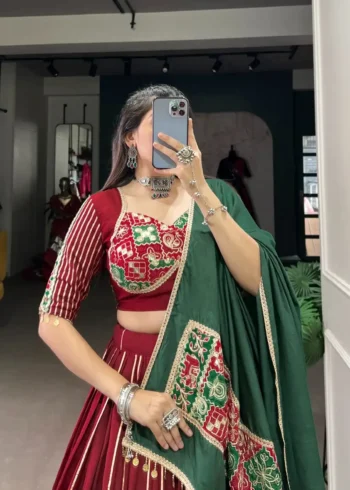Zari Line Gota Patti Design Chanderi Chaniya Choli