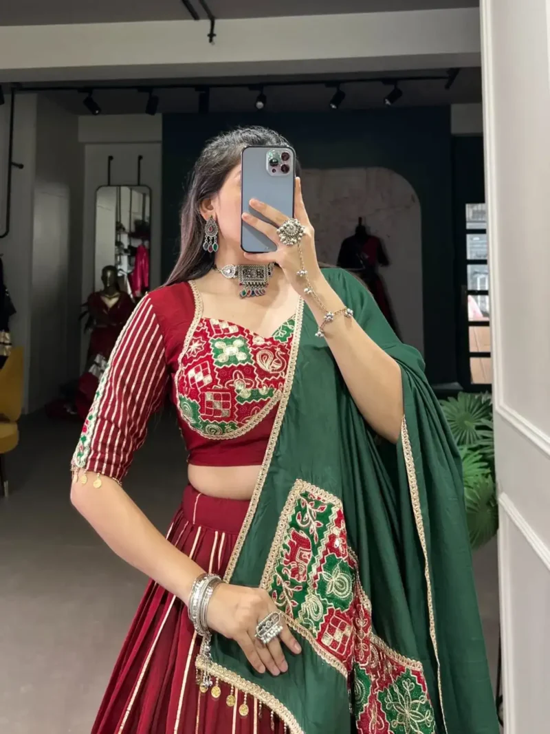 Zari Line Gota Patti Design Chanderi Chaniya Choli