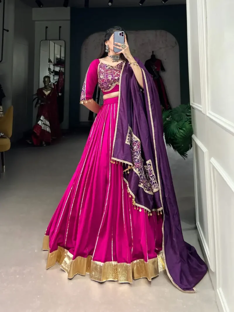 Zari Line Gota Patti Design Chanderi Chaniya Choli