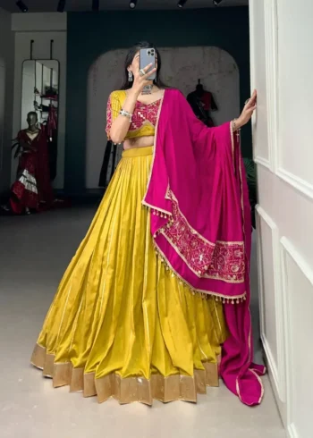 Zari Line Gota Patti Design Chanderi Chaniya Choli