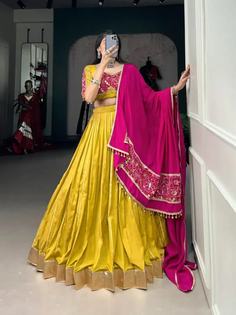 Zari Line Gota Patti Design Chanderi Chaniya Choli