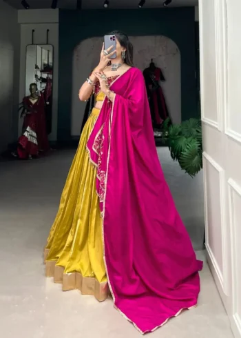 Zari Line Gota Patti Design Chanderi Chaniya Choli