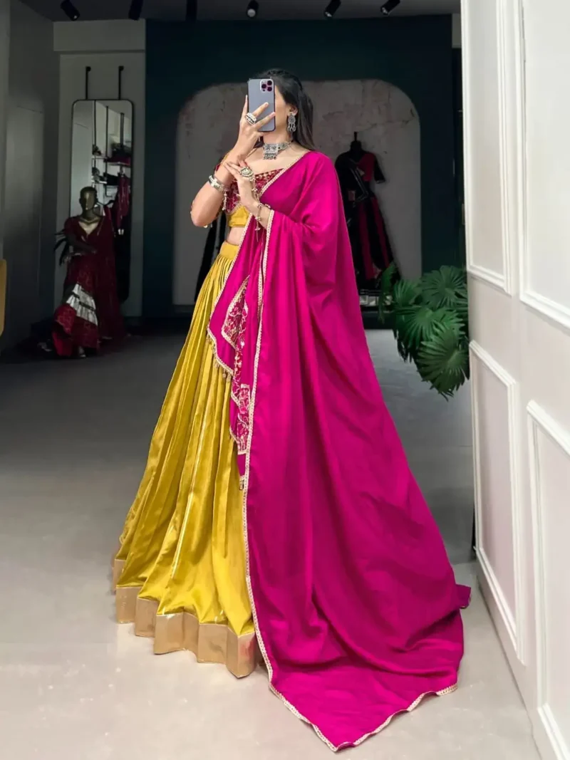 Zari Line Gota Patti Design Chanderi Chaniya Choli