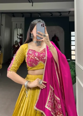 Zari Line Gota Patti Design Chanderi Chaniya Choli