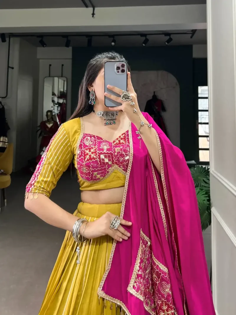 Zari Line Gota Patti Design Chanderi Chaniya Choli