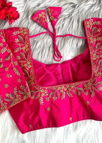 Zari Thread Bead Khatli Hand Work Banarasi Silk Blouse