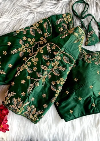 Zari Thread Bead Khatli Hand Work Banarasi Silk Blouse