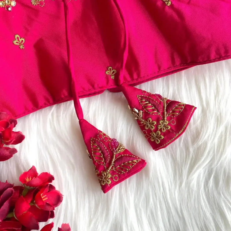 Zari Thread Bead Khatli Hand Work Banarasi Silk Blouse