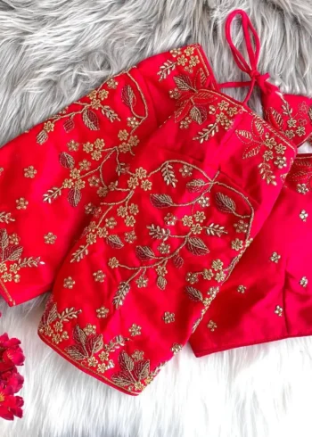 Zari Thread Bead Khatli Hand Work Banarasi Silk Blouse