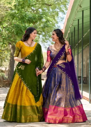 Zari Weaving Work Kanjivaram South Indian Wedding Lehenga
