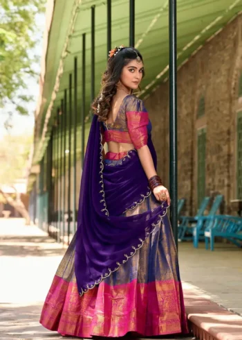 Zari Weaving Work Kanjivaram South Indian Wedding Lehenga
