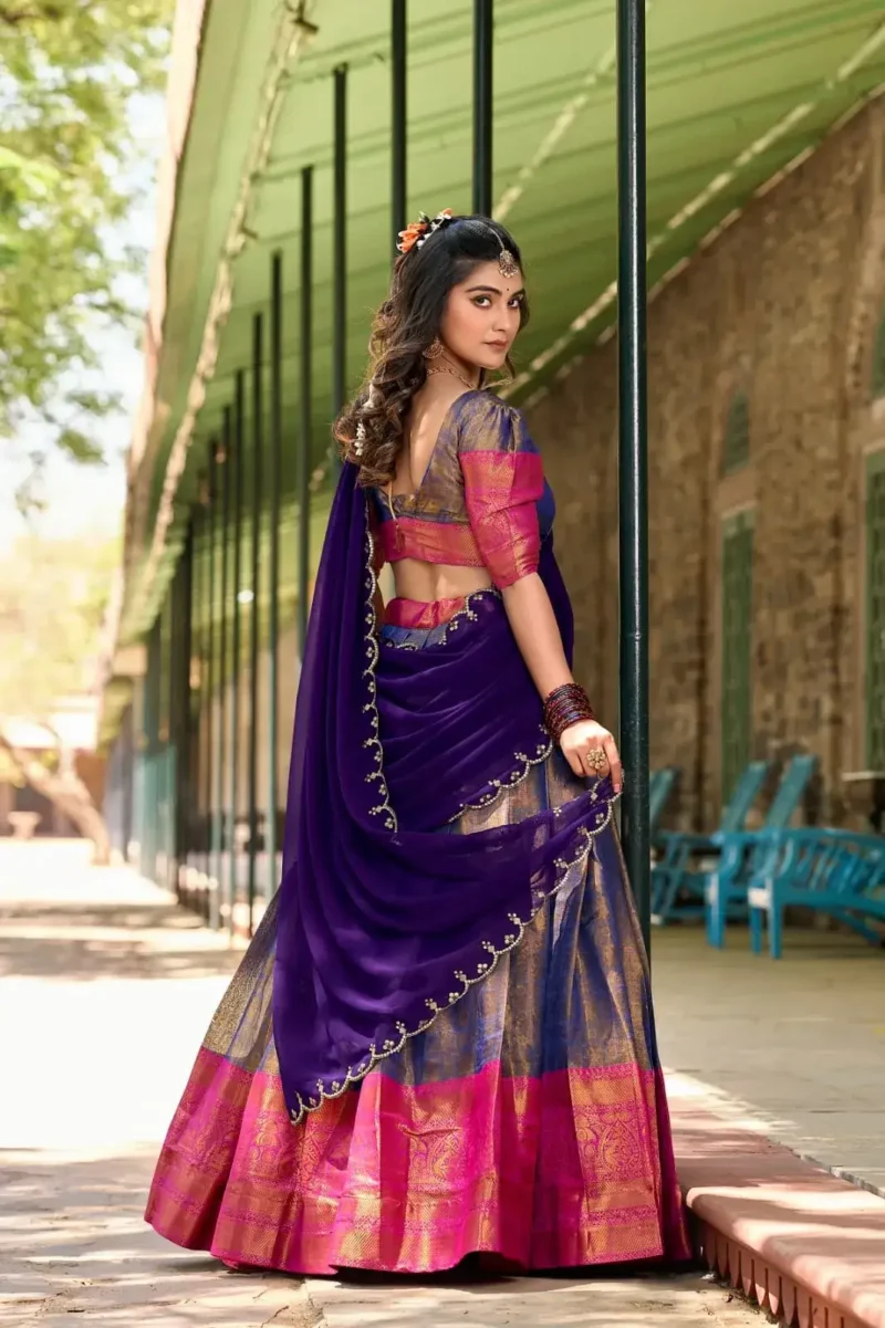 Zari Weaving Work Kanjivaram South Indian Wedding Lehenga