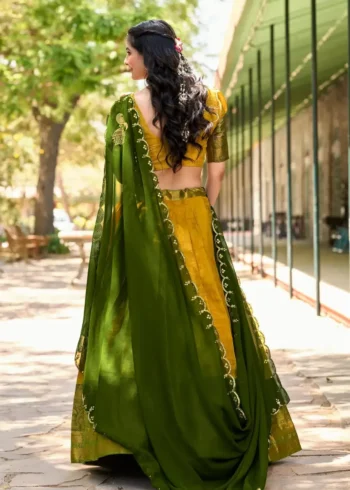 Zari Weaving Work Kanjivaram South Indian Wedding Lehenga