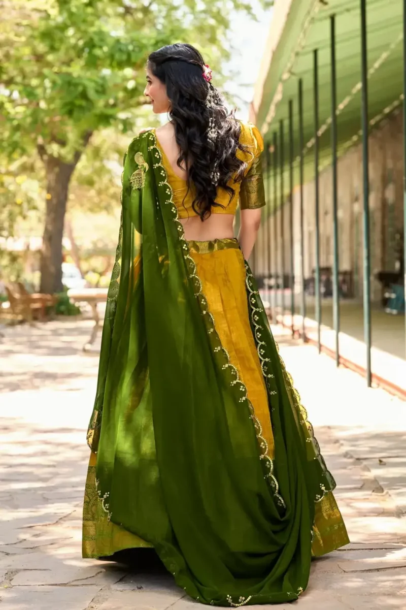 Zari Weaving Work Kanjivaram South Indian Wedding Lehenga