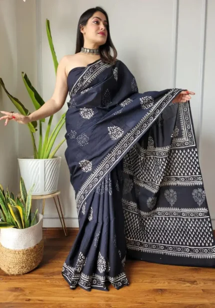 Batik Digital Prints Flowy Linen Silk Cotton Sarees